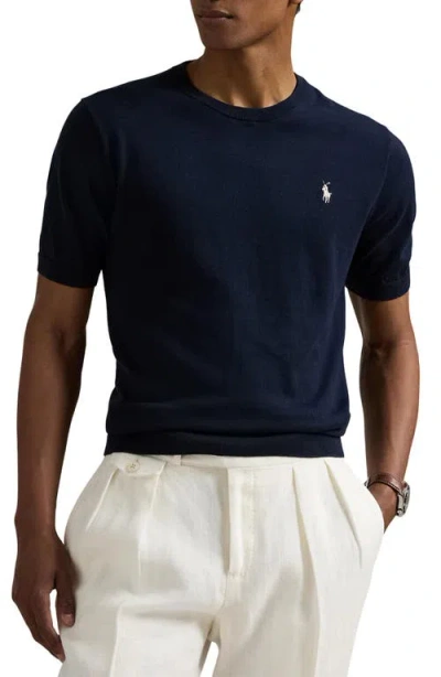 Polo Ralph Lauren Short Sleeve Cotton Crewneck Sweater In Blue