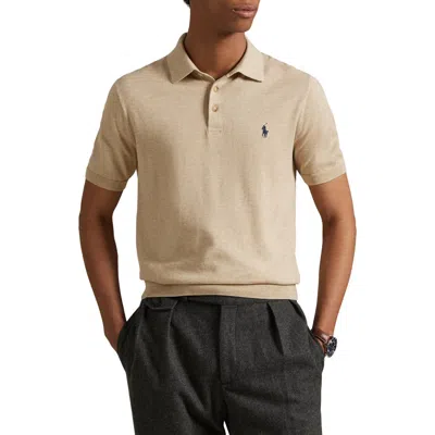 Polo Ralph Lauren Short Sleeve Cotton Polo Sweater In Brown