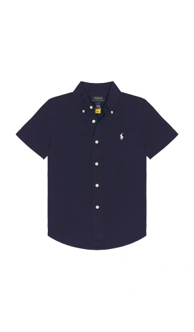 Polo Ralph Lauren Short Sleeve Cotton Seersucker Sport Shirt In Black