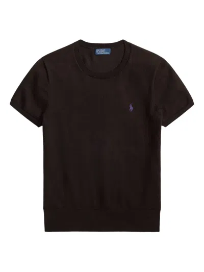 Polo Ralph Lauren Crew-neck Top With Short Sleeves In Black