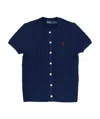 Polo Ralph Lauren Short Sleeve Crewneck Cardigan In Blue