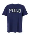 Polo Ralph Lauren Blue Crewneck T-shirt With Logo Lettering On The Fornt And Pony Embroidery On The Front