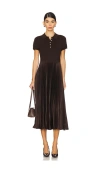 Polo Ralph Lauren Pleated Recycled Satin And Wool-blend Midi Dress In Chocolate