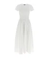 Polo Ralph Lauren Crew Neck Gathered Waist Midi Dress In White