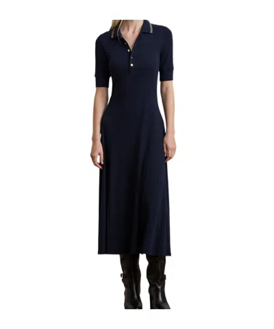 Polo Ralph Lauren Short Sleeve Dress In Navy Relic Gold