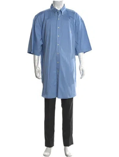 Pre-owned Polo Ralph Lauren Short Sleeve Dress Shirt In Blue