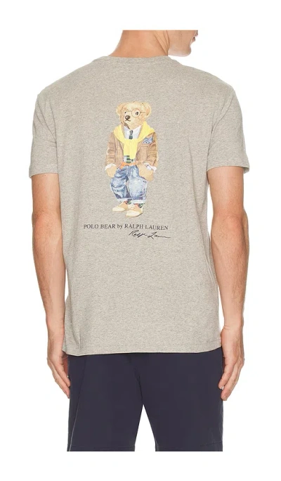 Polo Ralph Lauren Short Sleeve Graphic Novelty Bear Pocket T-shirt In Gray