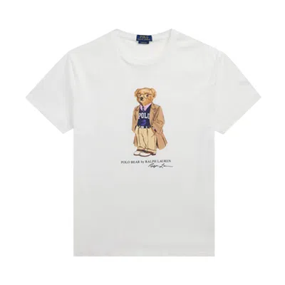 Pre-owned Polo Ralph Lauren Short-sleeve Jersey Knit Graphic Novelty Bear T-shirt 'nevis/hudsn Valley Bear' |  In White