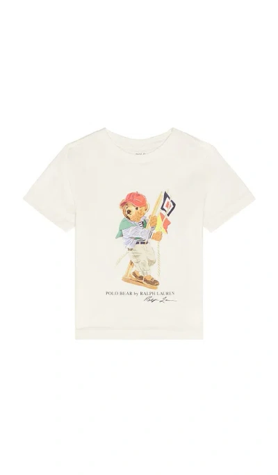 Polo Ralph Lauren Short Sleeve Jersey Knit Novelty Sailing Bear Crewneck Graphic T-shirt In White