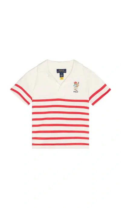 Polo Ralph Lauren Short Sleeve Jersey Knit Striped Rugby Collared Shirt In Multi