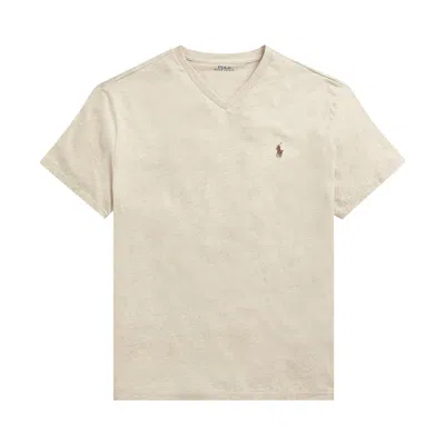 Pre-owned Polo Ralph Lauren Short-sleeve Jersey Knit V-neck T-shirt 'expedition Dune Heather' | Tan | Men's Si