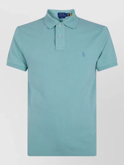 Polo Ralph Lauren Short Sleeves Knit Classic Logo Polo Shirt In Blue