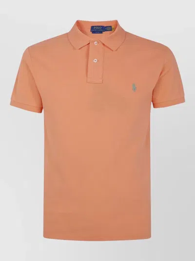 Polo Ralph Lauren Short Sleeve Knit Logo Polo Shirt In Orange
