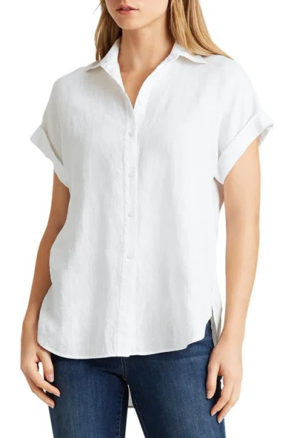 Polo Ralph Lauren Lauren Ralph Lauren Short Sleeve Linen Button-up Shirt In White