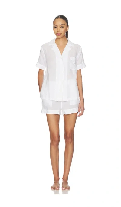 Polo Ralph Lauren Short Sleeve Linen Short Set In White