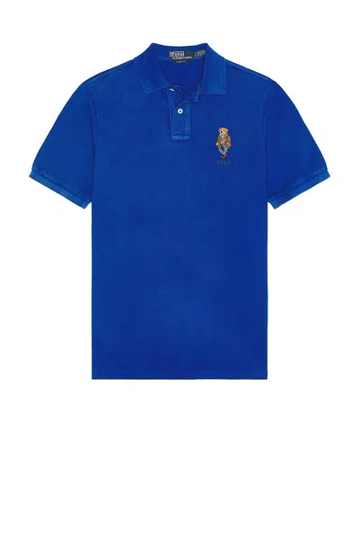 Polo Ralph Lauren Short Sleeve Mesh Novelty Bear Polo Saltwash In Cr24 Nw Iris Blue Sw Explorer Bear