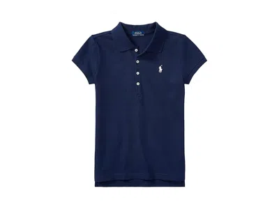 Polo Ralph Lauren Short Sleeve Mesh Polo Shirt (big Kids) Girl's Short Sleeve Knit Refined Navy : Sm (7 Big Kid) In Blue