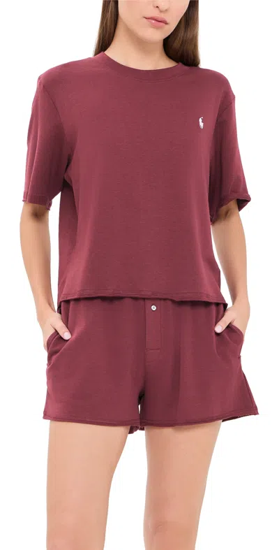 Polo Ralph Lauren Short Sleeve Pajama Set Zinfandel In Brown