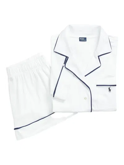 Polo Ralph Lauren Short Sleeve And Shorts Piped Pajama Set In White