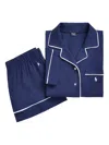 Polo Ralph Lauren Short-sleeve Piped-trim Pyjama Set In Blue