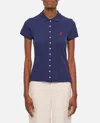 Polo Ralph Lauren Short Sleeve Crewneck Cardigan In Blue