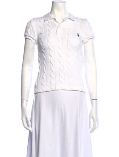Pre-owned Polo Ralph Lauren Short Sleeve Polo In Metallic/white