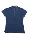 Polo Ralph Lauren Ribbed Collar Short Sleeves Tops In Blue