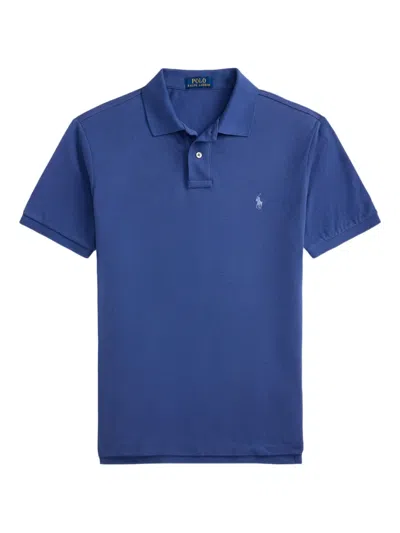 Polo Ralph Lauren Logo-embroidered Straight Hem Polo Shirt In Blue
