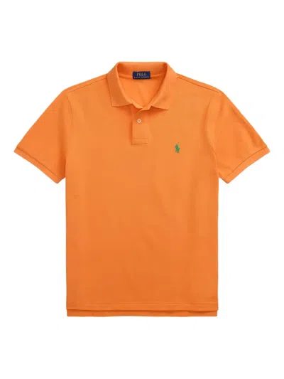 Polo Ralph Lauren Short Sleeves Knit Classic Logo Polo Shirt In Orange