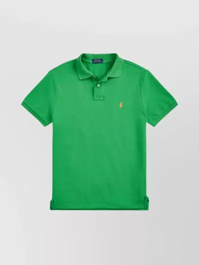 Polo Ralph Lauren Short Sleeve Polo Shirt With Ribbed Cuffs In Green