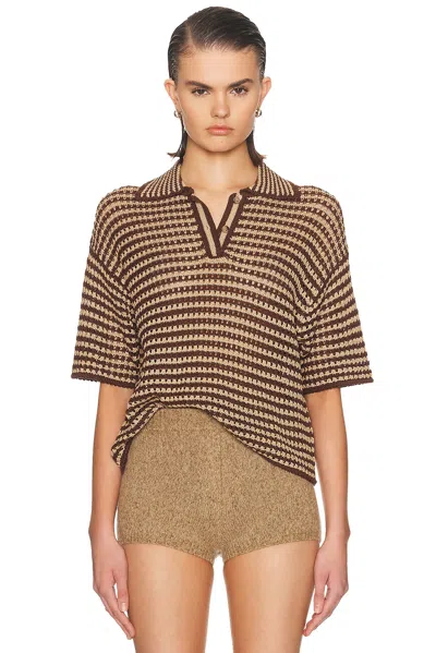 Polo Ralph Lauren Womens Chocolate Stripe Striped Short-sleeved Cotton-knit Polo Shirt In Multi