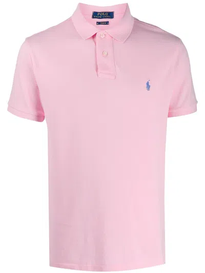 Polo Ralph Lauren Short Sleeve Polo With Buttons And Logo In Pink