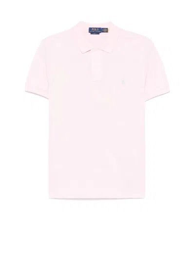 Polo Ralph Lauren Short Sleeve Polo With Contrast Logo In Pink