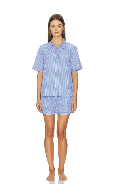 Polo Ralph Lauren Short Sleeve Scallop Short Set In Blue
