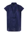 Polo Ralph Lauren Midnight Royal Linen Shirt With Classic Collar In Blue