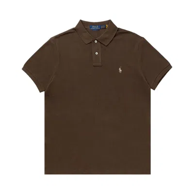 Pre-owned Polo Ralph Lauren Short-sleeve Slim Fit Mesh Polo 'nutmeg Brown Heather' | Men's Size L