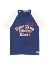 Polo Ralph Lauren Crew Neck Graphic Print Contrast Sleeves In Blue