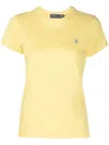 Polo Ralph Lauren Crew Neck Logo Embroidered Cotton T-shirt In Yellow