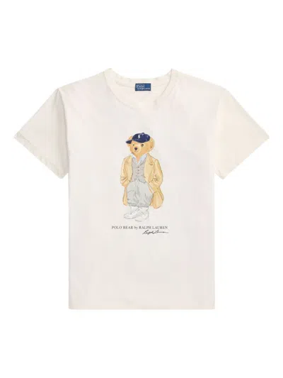 Polo Ralph Lauren Short Sleeve T-sirt With Bear Print In White