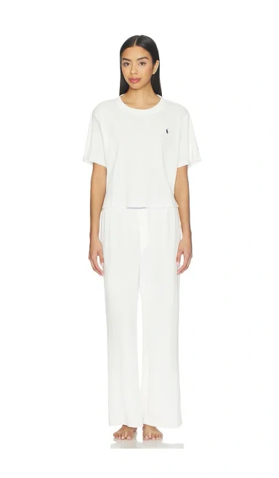 Polo Ralph Lauren Short Sleeve Top Straight Leg Pant Set In White