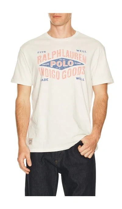 Polo Ralph Lauren Short Sleeve Uneven Jersey Knit Rl Dry Goods Printed Crewneck Tee Nevis In White