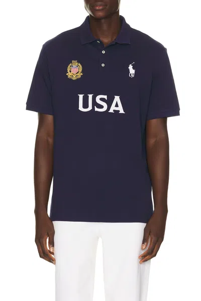Polo Ralph Lauren Short Sleeve Usa Mesh Polo In Blue