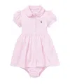 Polo Ralph Lauren Knit Mesh Oxford Dress & Bloomer In Pink