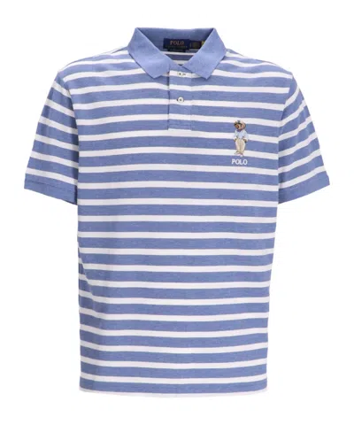 Polo Ralph Lauren Polo Bear Striped Polo Shirt In Blue