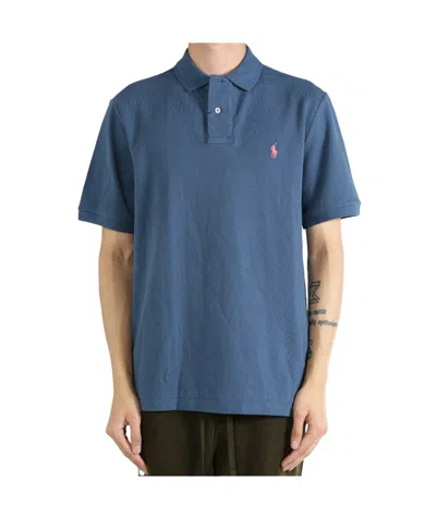 Polo Ralph Lauren Icon Logo Slim Fit Pique Polo In Mid Blue