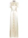 Polo Ralph Lauren Short-sleeved Satin Shirt Dress In Neutrals
