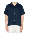 Polo Ralph Lauren Icon Logo Short Sleeve Revere Collar Linen Shirt Classic Oversized Fit In Black
