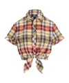 Shop Polo Ralph Lauren Cropped Plaid Tie-front Top In Multicolor