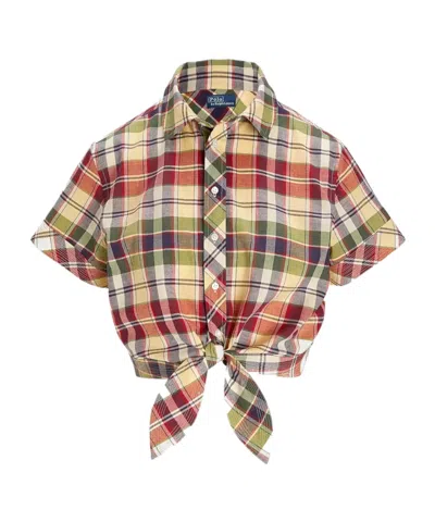 POLO RALPH LAUREN POLO RALPH LAUREN CROPPED PLAID TIE-FRONT TOP
