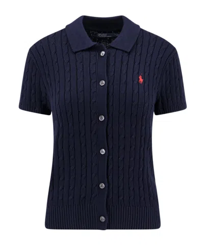 Polo Ralph Lauren Cable-knit Polo Shirt In Navy